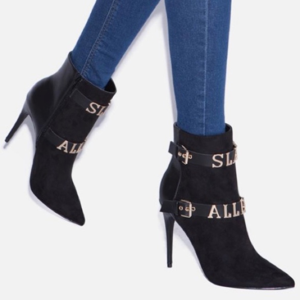 Black stiletto heel booties